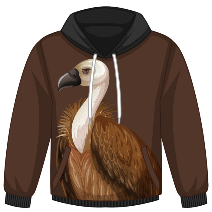 Front of hoodie sweater with vulture pattern Front of hoodie sweater with vulture pattern