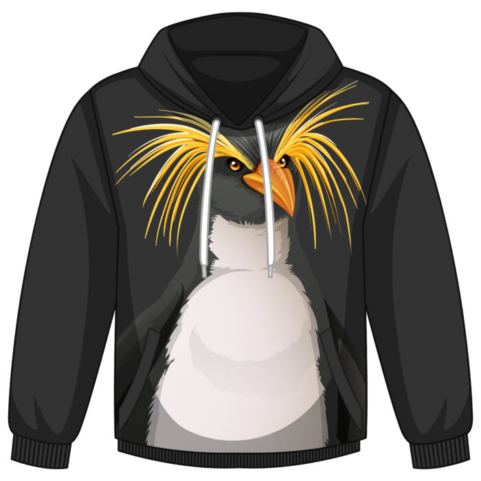 Front of hoodie sweater with penguin pattern
